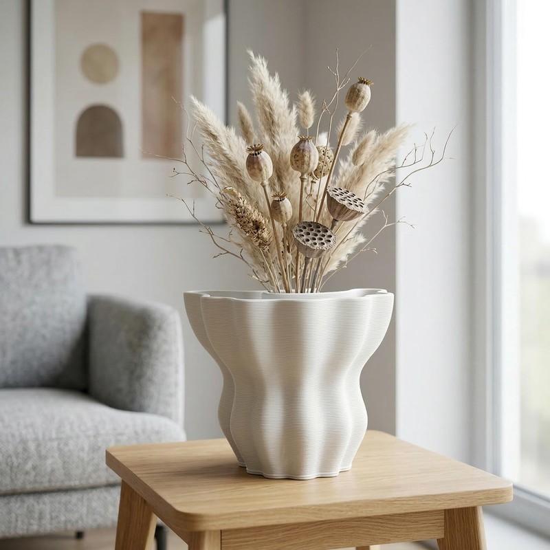 Contemporary White Ceramic Vase, Abstract Irregular Shape Sculptural Accent f... gallery