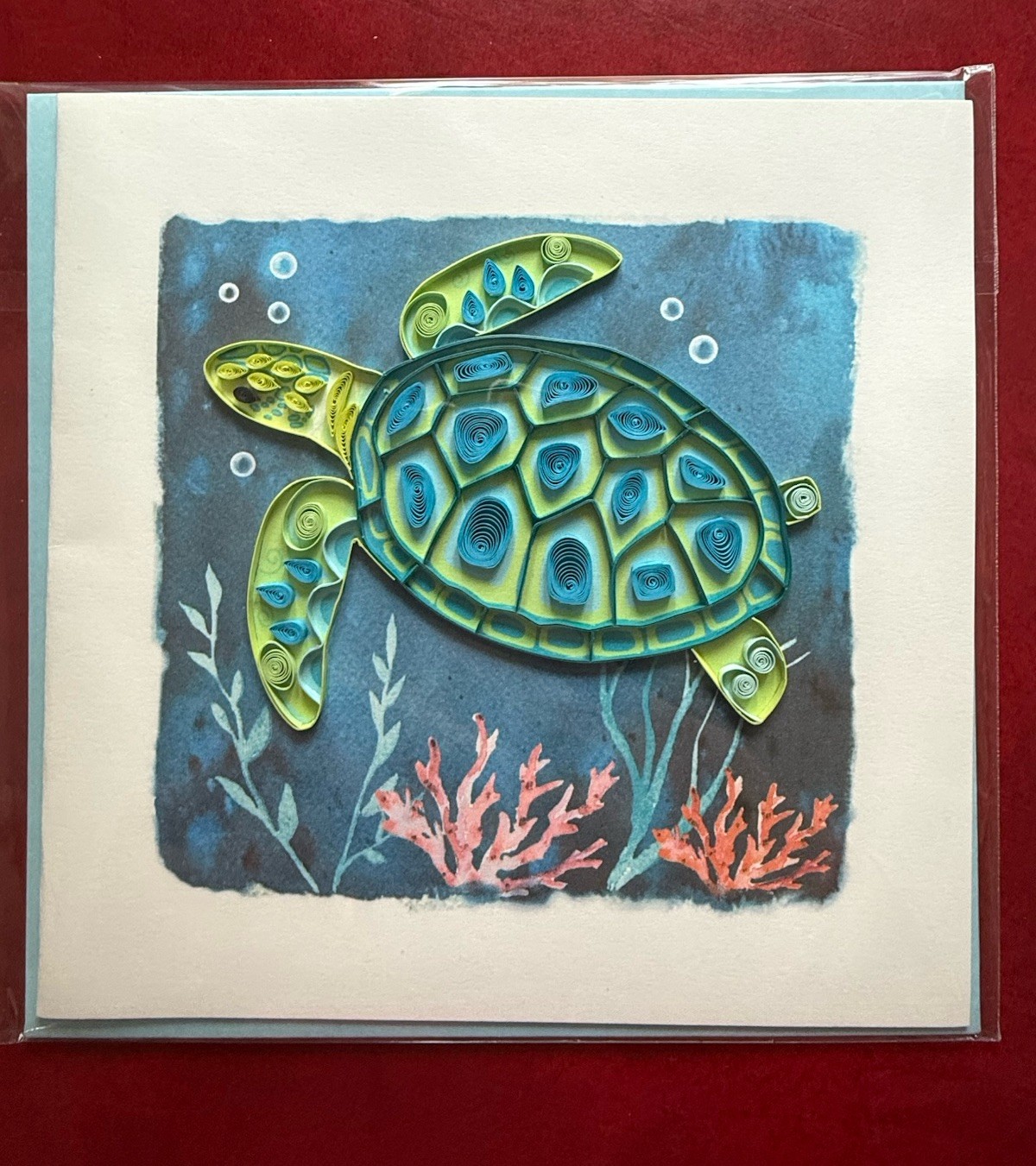 Decorative Sea Turtle Quilling Greeting Card – Handmade 3D Paper Art Fair Trade gallery