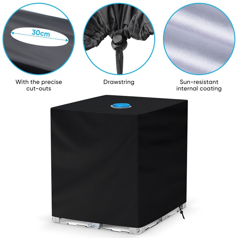 Waterproof outdoor protective cover for 1000-liter (275-gallon) IBC containers gallery