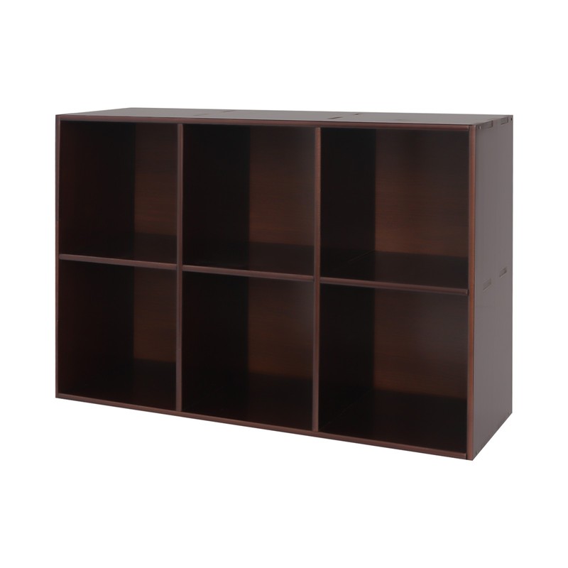 Solid Wood 2-Tier Bookcase 6 Open Compartments Floor Shelf Brown 90 × 30 × 75 cm gallery