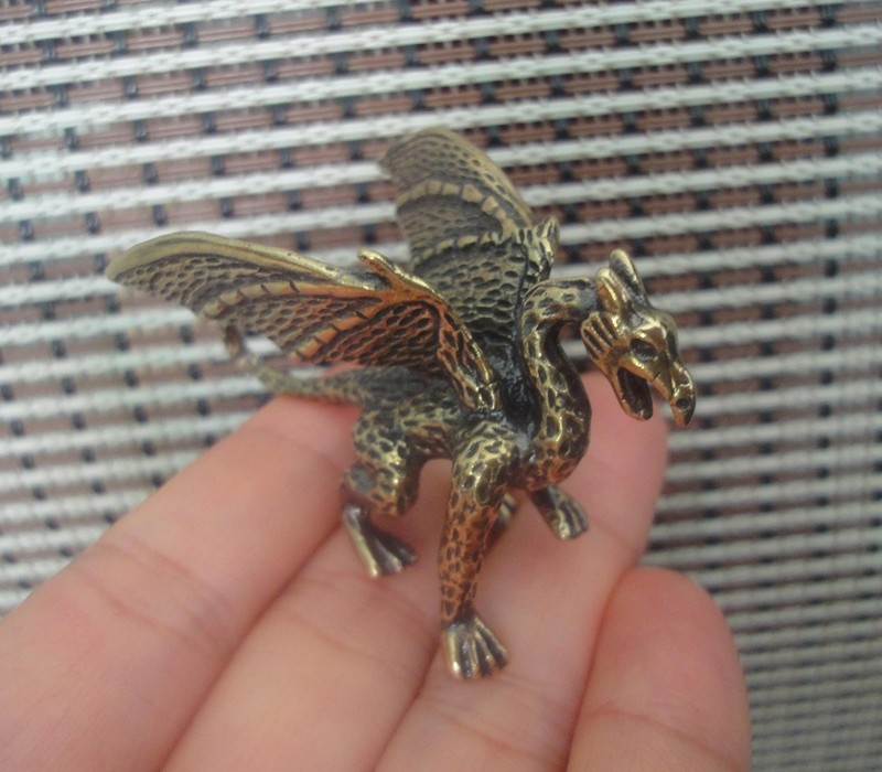 Vintage Style Solid Brass Copper Flying Dragon Statue For Home Garden Decor gallery