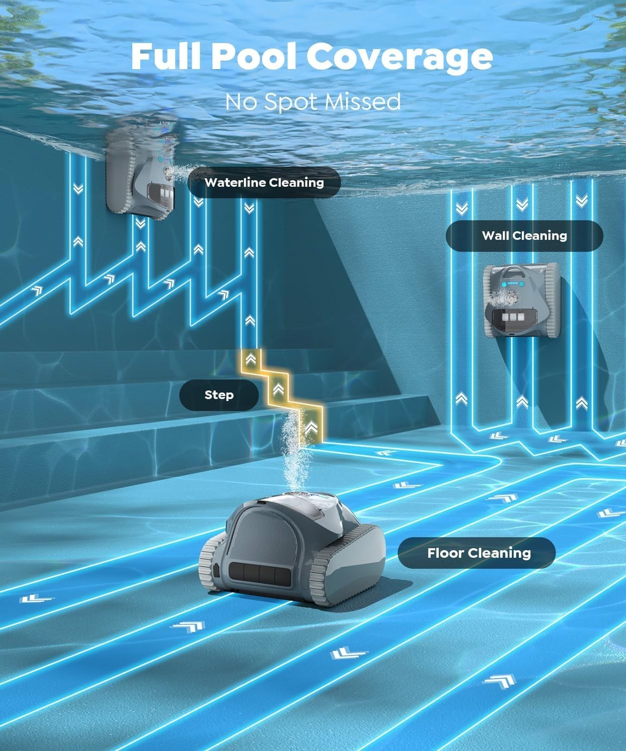 BRINBO C1 Cordless Robotic Pool Cleaner Wall & Waterline Cleaning Matte Onyx gallery
