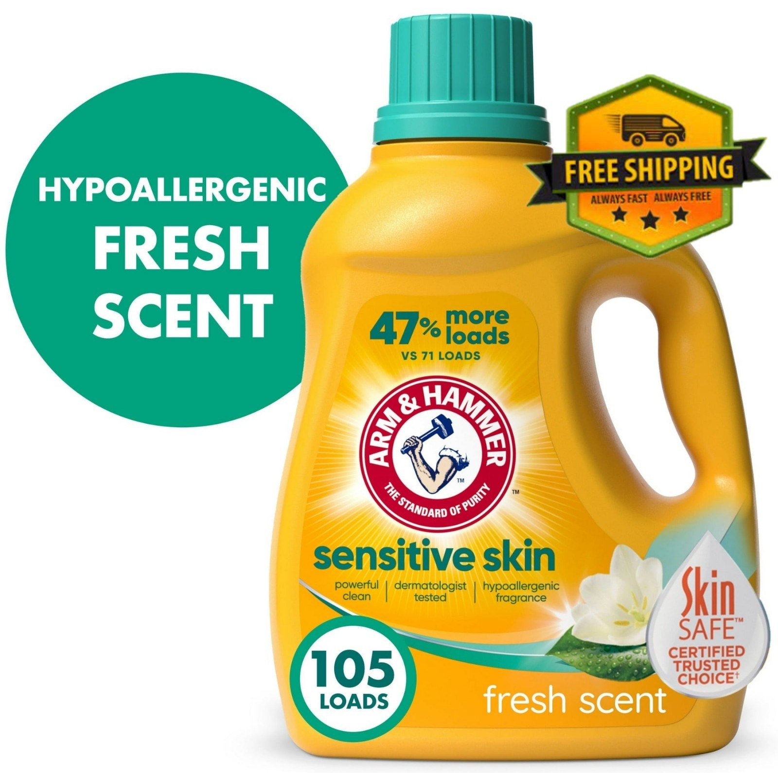 ARM & HAMMER Fresh Scent Liquid Laundry Detergent Sensitive Skin 105oz 105Loads gallery