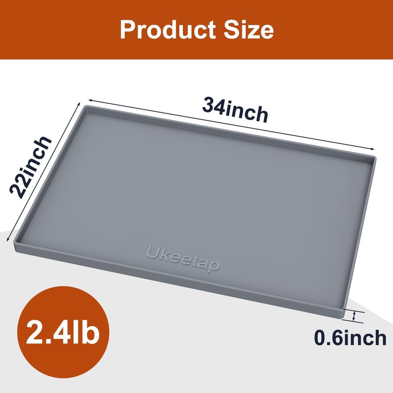 Extra Thick Silicone Mat Waterproof with Raised Edge 34 x 22, Under Sink Mat for gallery