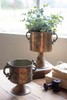 Antique Style Copper Planter Bowl Set 2 With Handles Pedestal Flower Pot gallery
