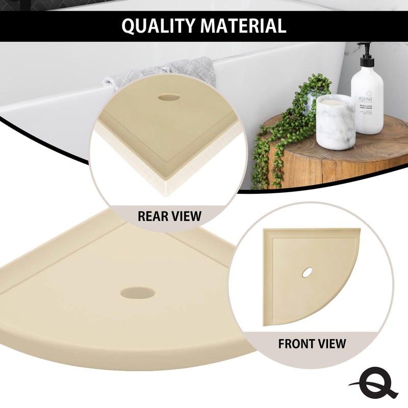Questech 10" Corner Shower Shelf, Retrofit Tile, Metro Flatback, Sand Matte gallery