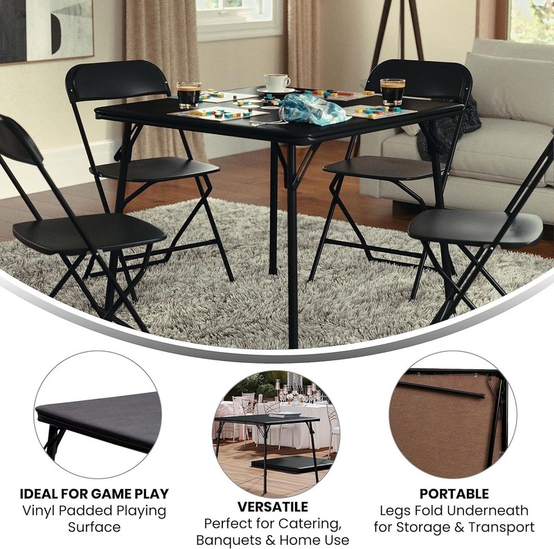 Madelyn 33.5" Square Folding Multipurpose Card Table with Padded Vinyl Top gallery