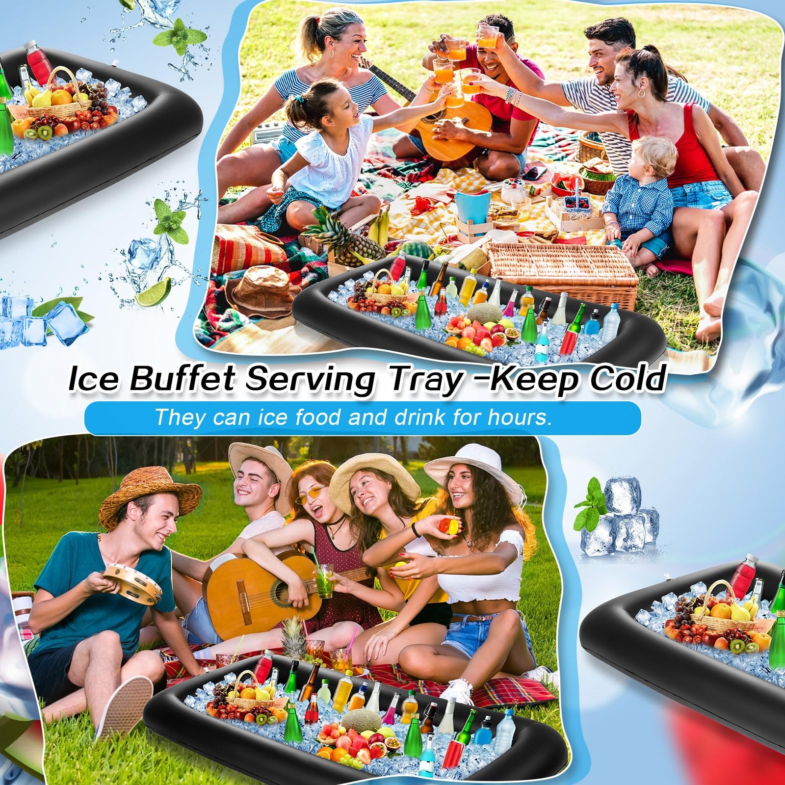 Inflatable Buffet Serving Bar 52 x 24 x 5 Inches, Versatile Drink Cooler, Black gallery