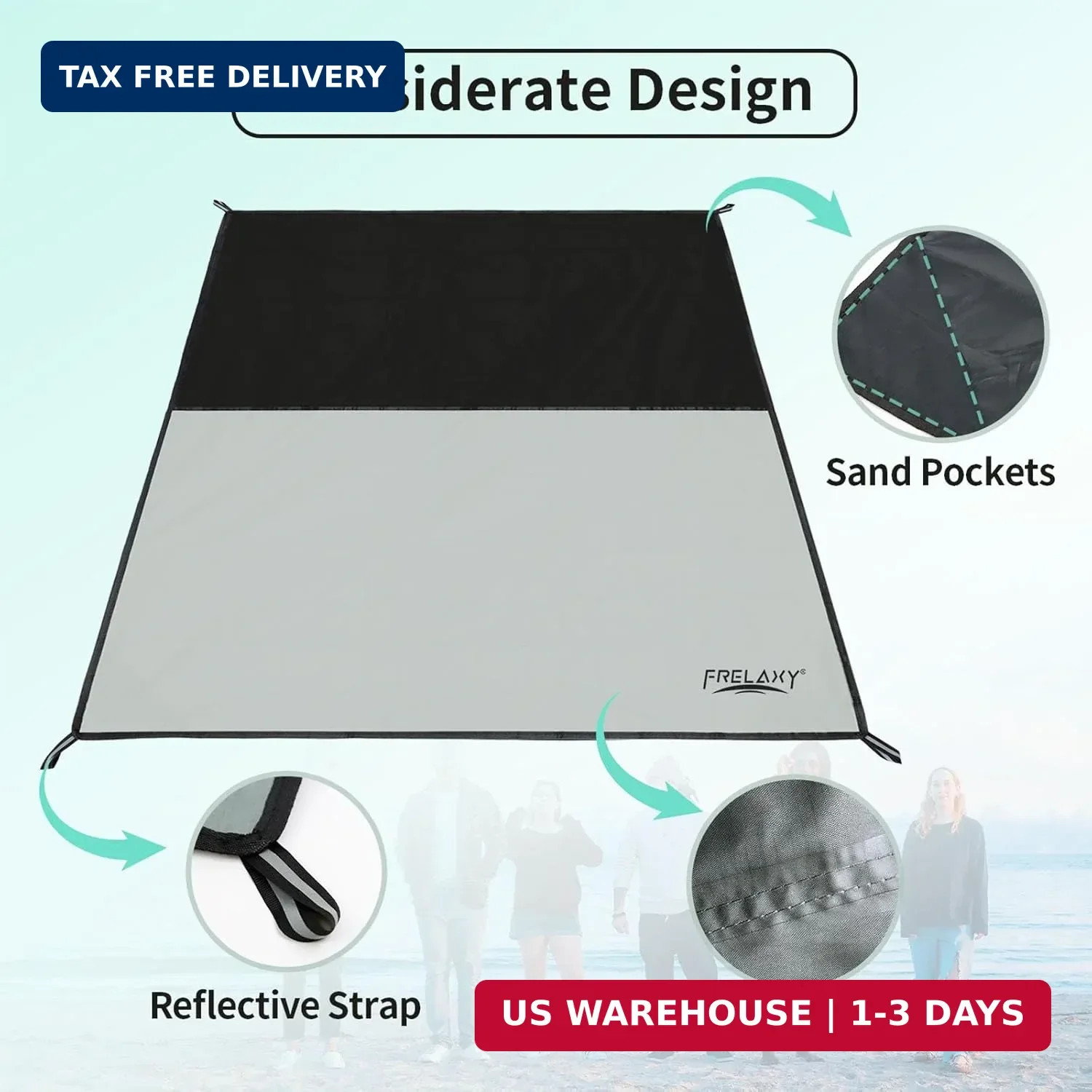 Frelaxy Pocket Picnic Blanket, Waterproof Sandproof Beach Mat, Compact Camping T gallery