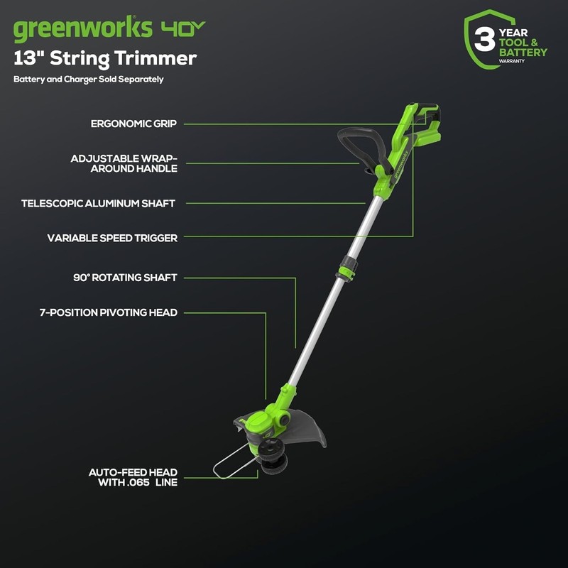 40V Cordless Yard Tool Combo Kit Trimmer & Leaf Blower with Spools 3- gallery