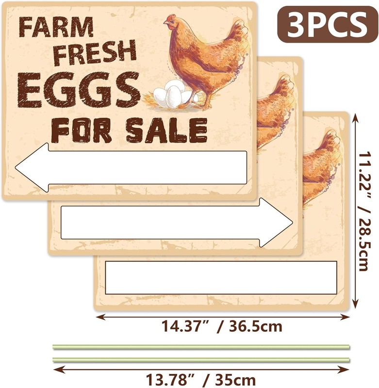3Pcs Double Sided Farm Fresh Eggs Sign Eggs for Sale Sign Corrugated Plastic Fre gallery