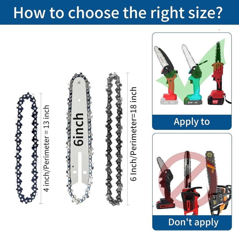 [4 Chains + 2 Bars] 4 Inch Mini Chainsaw Chain and Guide Bar, 4-Inch Saw Chai... gallery