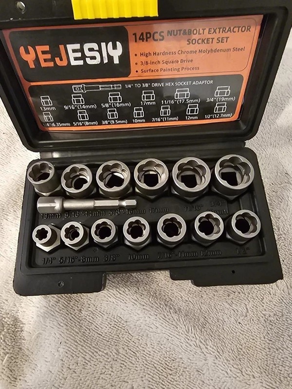 Bolt Extractor Kit, 14PCS Easy Out Stripped Lug Nut Removal Set with 3/8-Inch... gallery