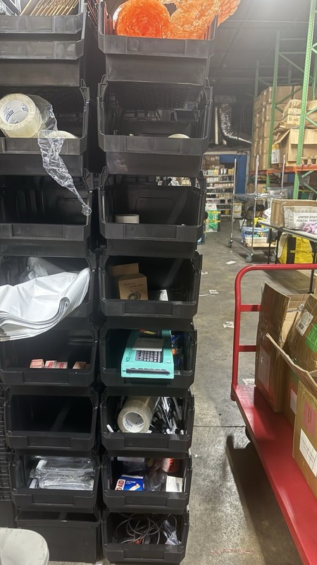 Large Stackable Storage Bin, Plastic, Black, Parts Bins, Warehouse, NEW - 8 PACK gallery