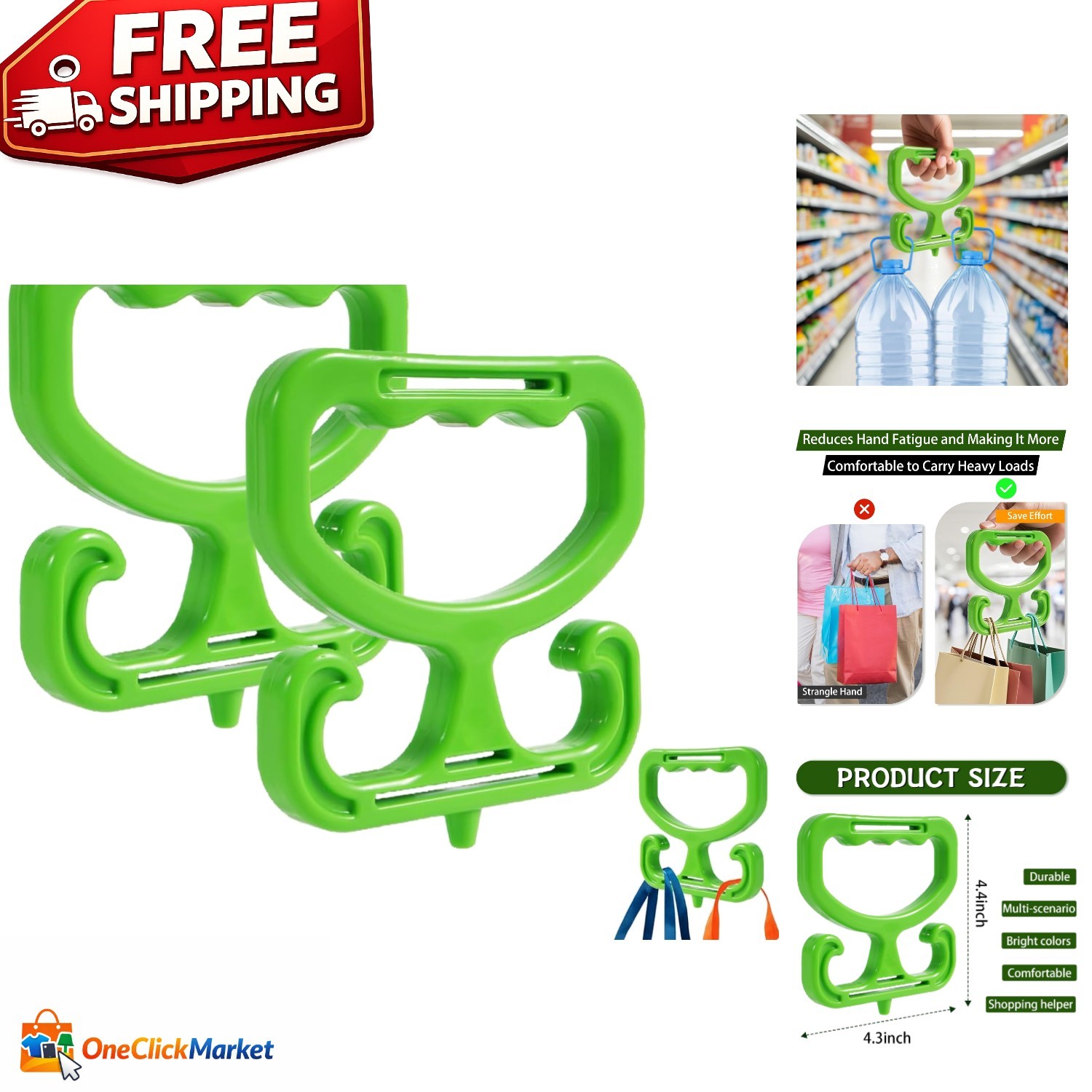 Reinforced Grocery Bag Handles - Ergonomic Design for Easy Carrying - 2 Pack gallery