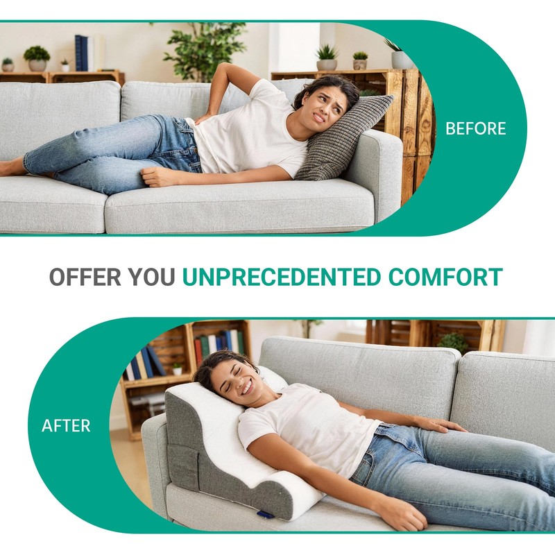 Ergonomic Wedge Shape Pillow Backrest Reading Pillow 21in for Adult Sleep Read gallery