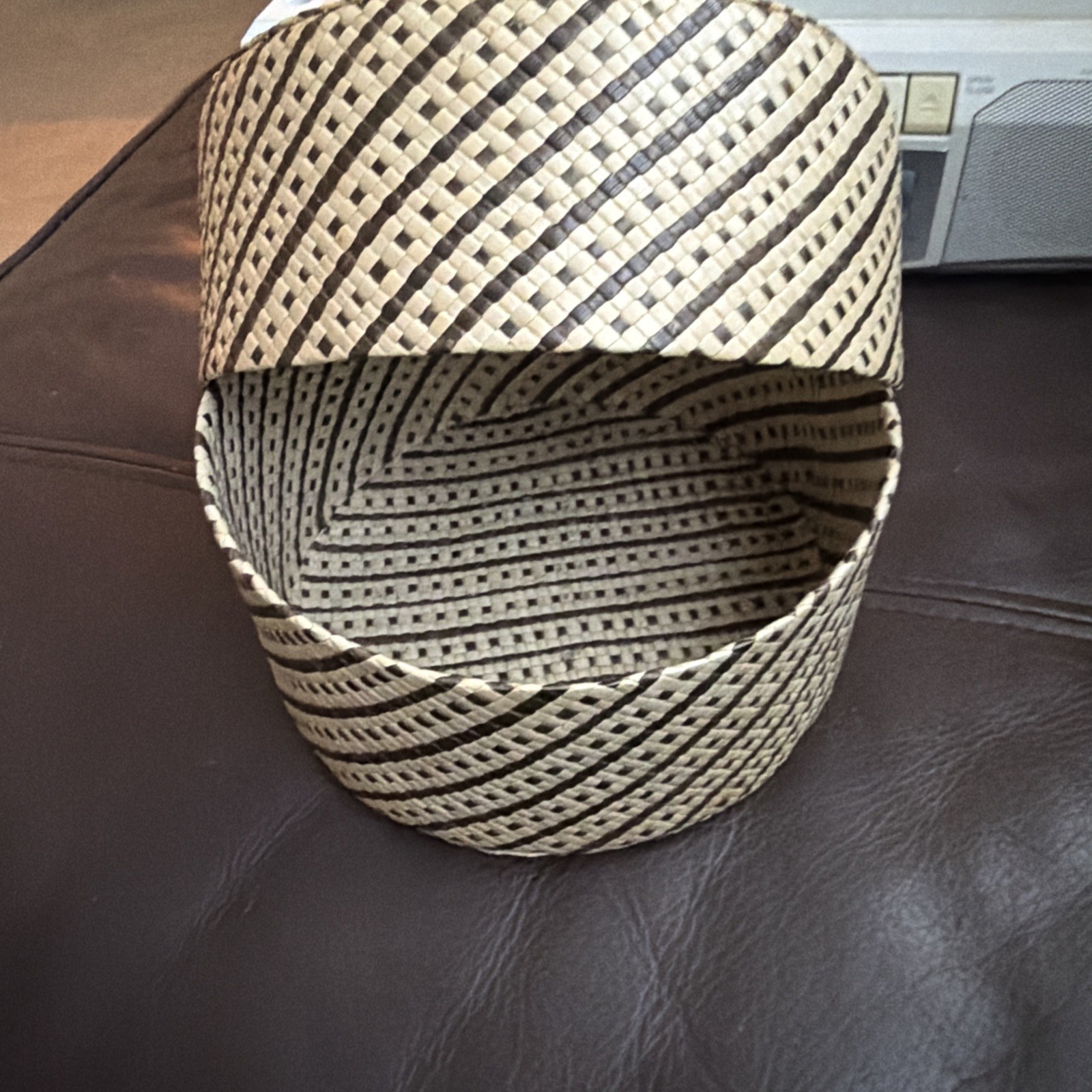 Palm Leaf Lidded Basket With Hand Weaved gallery