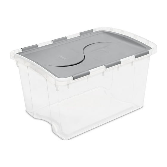 Clear Plastic Storage Container with Hinge Lid 48 Quart Medium FlipLid Bin Gray gallery