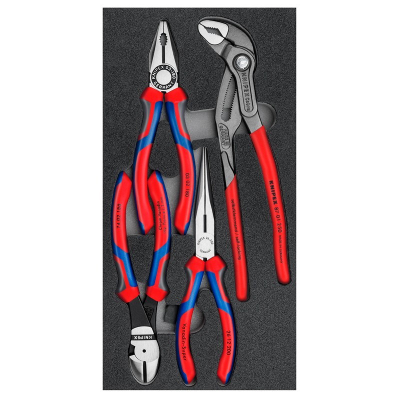 KNIPEX 00 20 01 V15 4 Pc Basic Pliers Set in Foam Tray