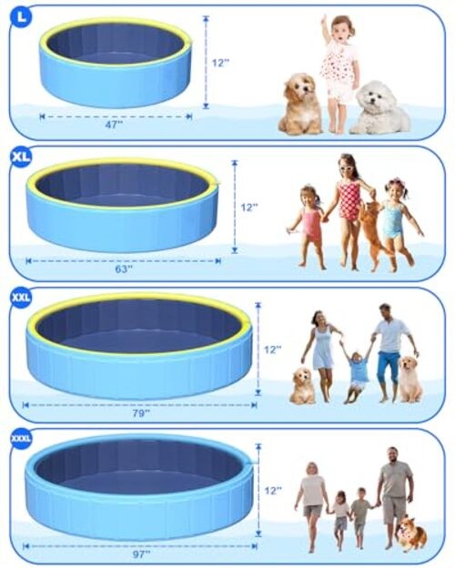 artcool Thicken Small Dog Pool,Non-Slip Kiddie/Kids Pool Hard Plastic,2-in 47" gallery
