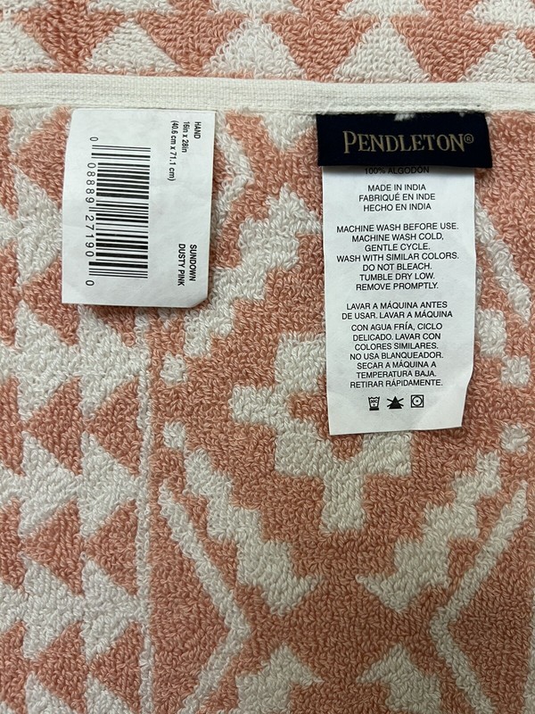 Pendleton Towel Set 2 Bath 2 Hand 2 Finger Tip Dusty Pink Sundown 100%Cotton NWT gallery