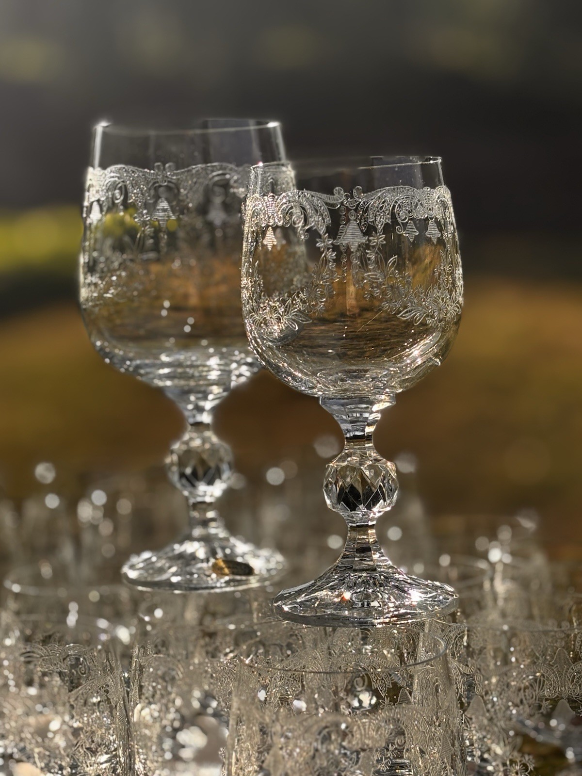 Bohemia Clear Crystal Glasses In Cascade pattern 5-3/4” -Eleven (11) Available gallery