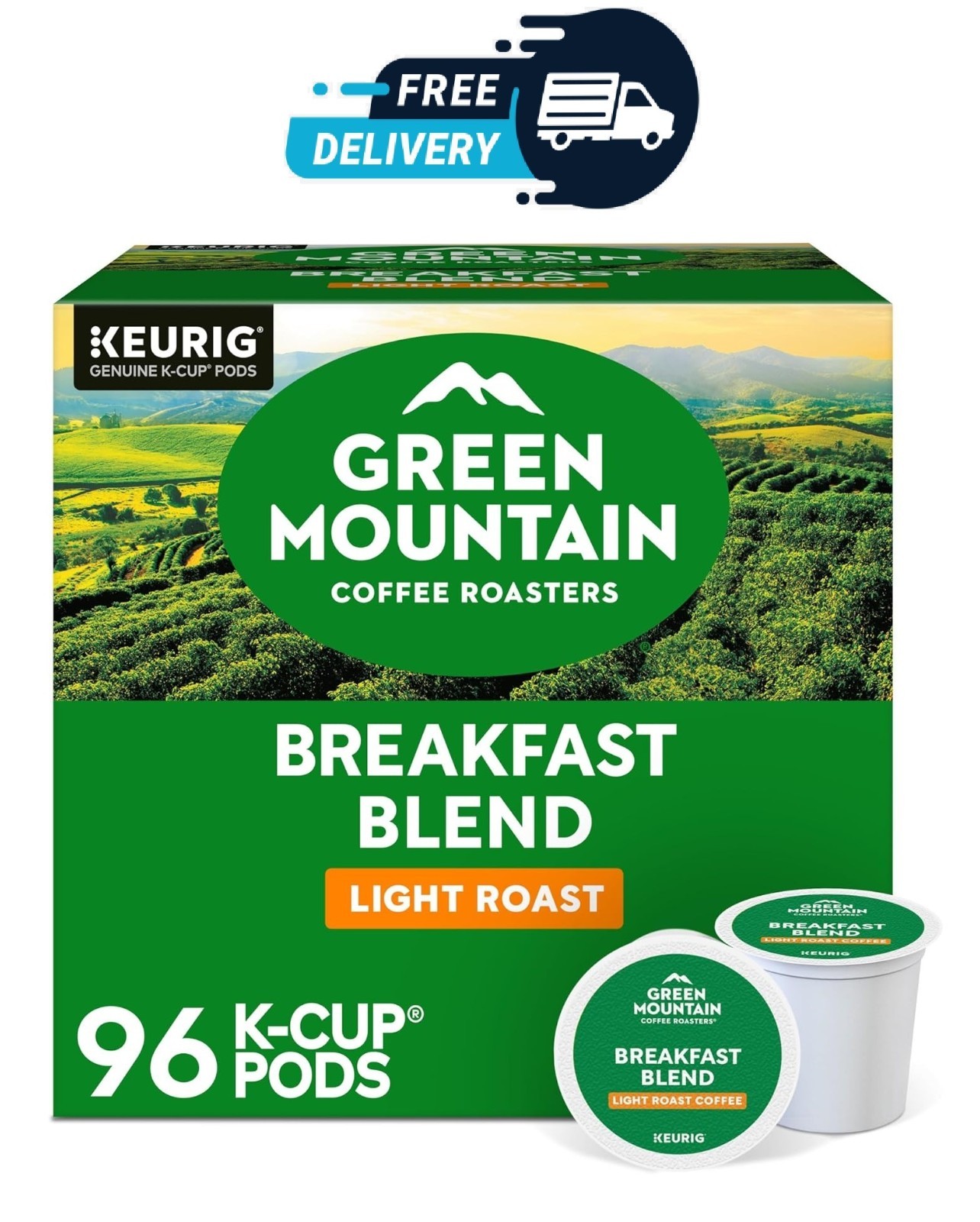 Green Mountain Coffee Roasters Breakfast Blend Light Roast, K-Cup Pods, 96 Count gallery
