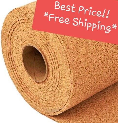 4' WIDE (BY THE FOOT) 1/4" THICK ONE CORK ROLL CHOOSE SIZE bulletin board sheet gallery