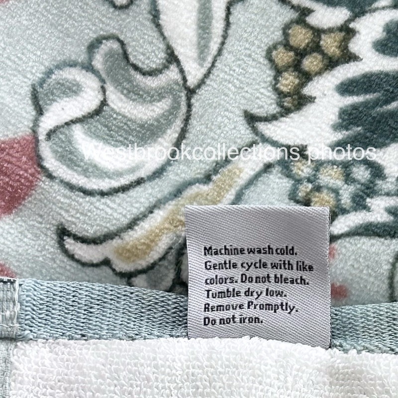2pc William Morris & Co Cotton Velour BATH TOWELS ~ HYACINTH ~ BLUE gallery