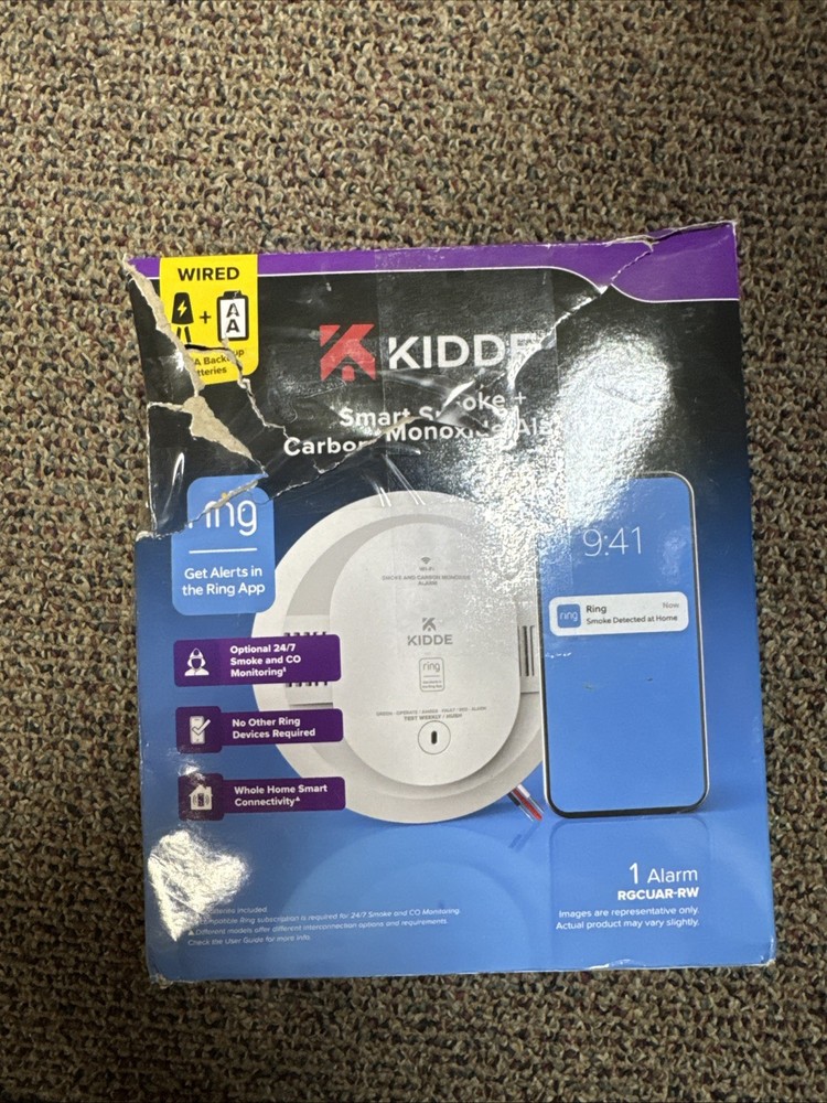 Kidde Ring Enabled Smart Smoke + Carbon Monoxide Alarm Detector Wired RGCUAR-RW