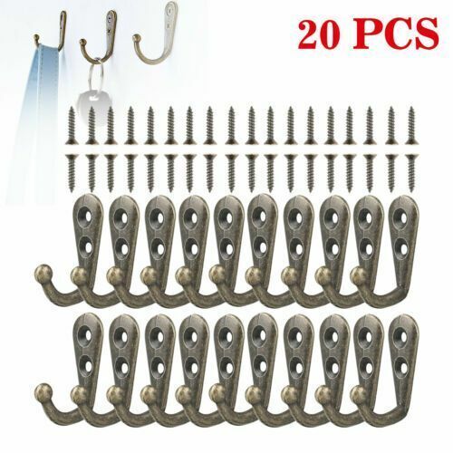 20 Pack Wall Mounted Hook Single Robe Coat Holder Key Hanger w/40 Pieces Screws gallery