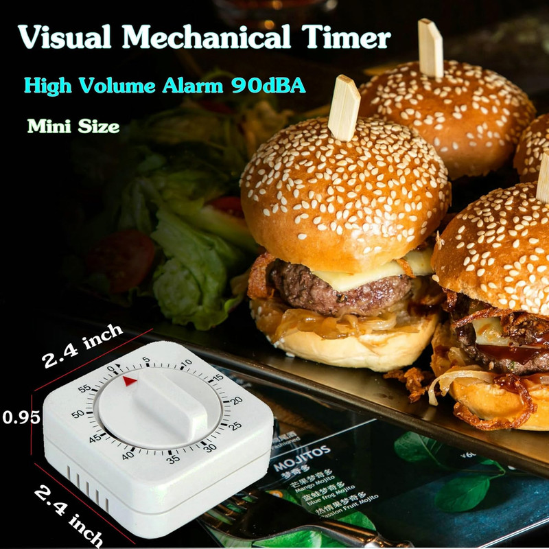 60 Minute Wind Up Mechanical Timer with Loud Alarm Manual Countdown Clock gallery