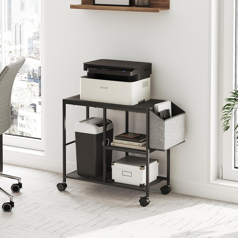 Printer Stand with Storage Bag, 3-Tier Mobile Under Desk Printer Cart with Wh... gallery