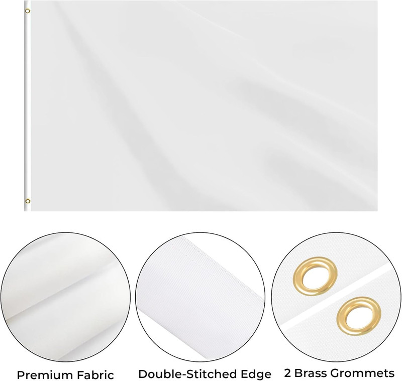 White Flag 3X5 FT, Polyester Blank Flag with Canvas Header & Brass Grommets, Dou gallery