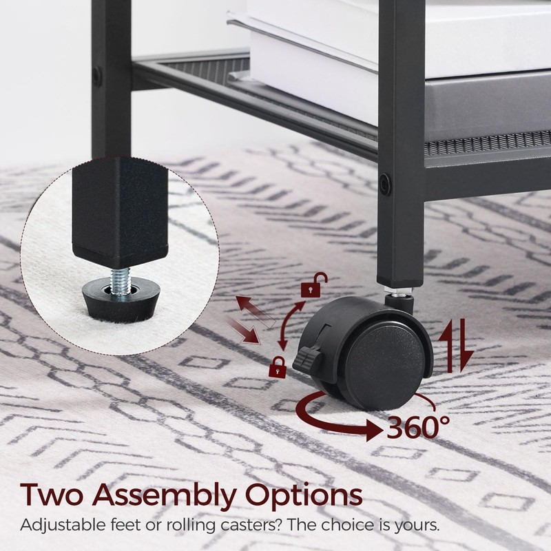 Printer Stand with Storage Bag, 3-Tier Mobile Under Desk Printer Cart with Wh... gallery