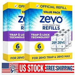 Zevo Flying Insect Trap Refill Cartridges -Easy to Use (12 Refill Cartridges)