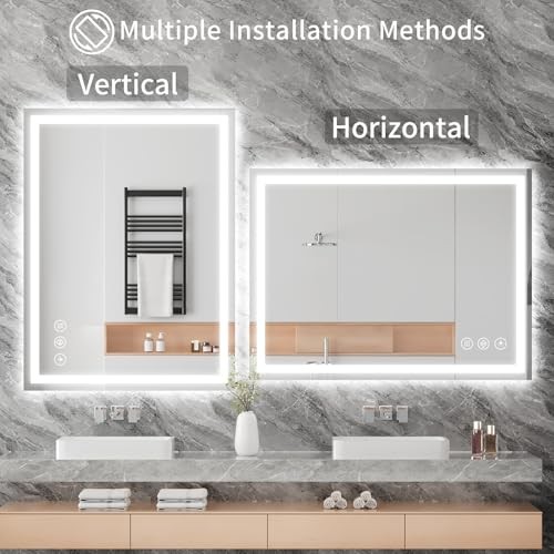 36x48 LED Bathroom Mirror, Backlit + Front Lit, LED 48"L x 36"W 3 Color Modes gallery