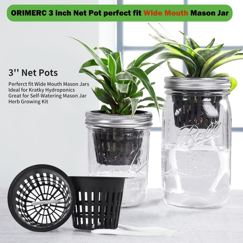 ORIMERC 30 Pack 3 inch Net Cup Pots with 30 feet Hydroponic Self Watering Wic... gallery