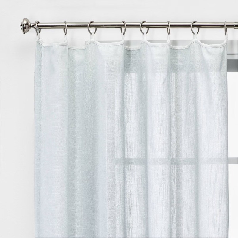 54"x84" Sheer Contrast Edge Window Curtain Panel White/Light Brown gallery