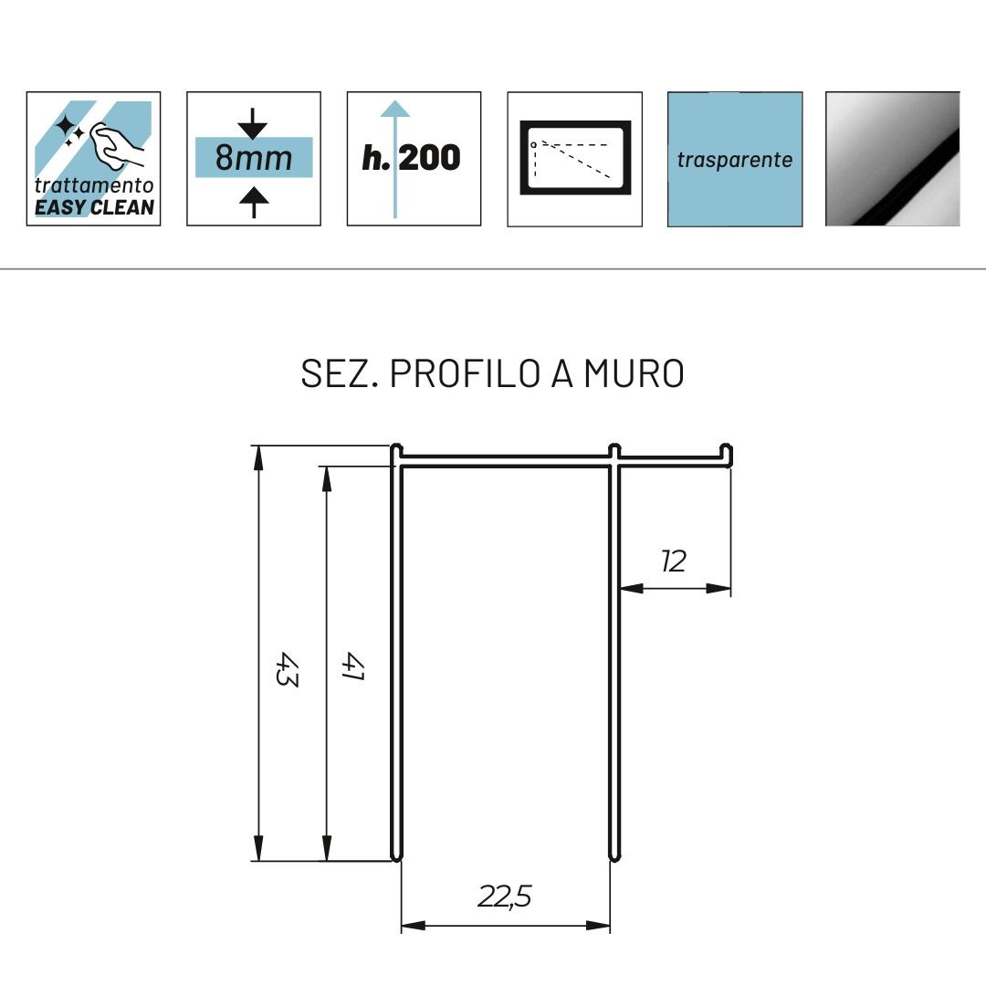 Lorna L112F Crystal Tilting Walk Shower Wall 8mm 107-109cm gallery