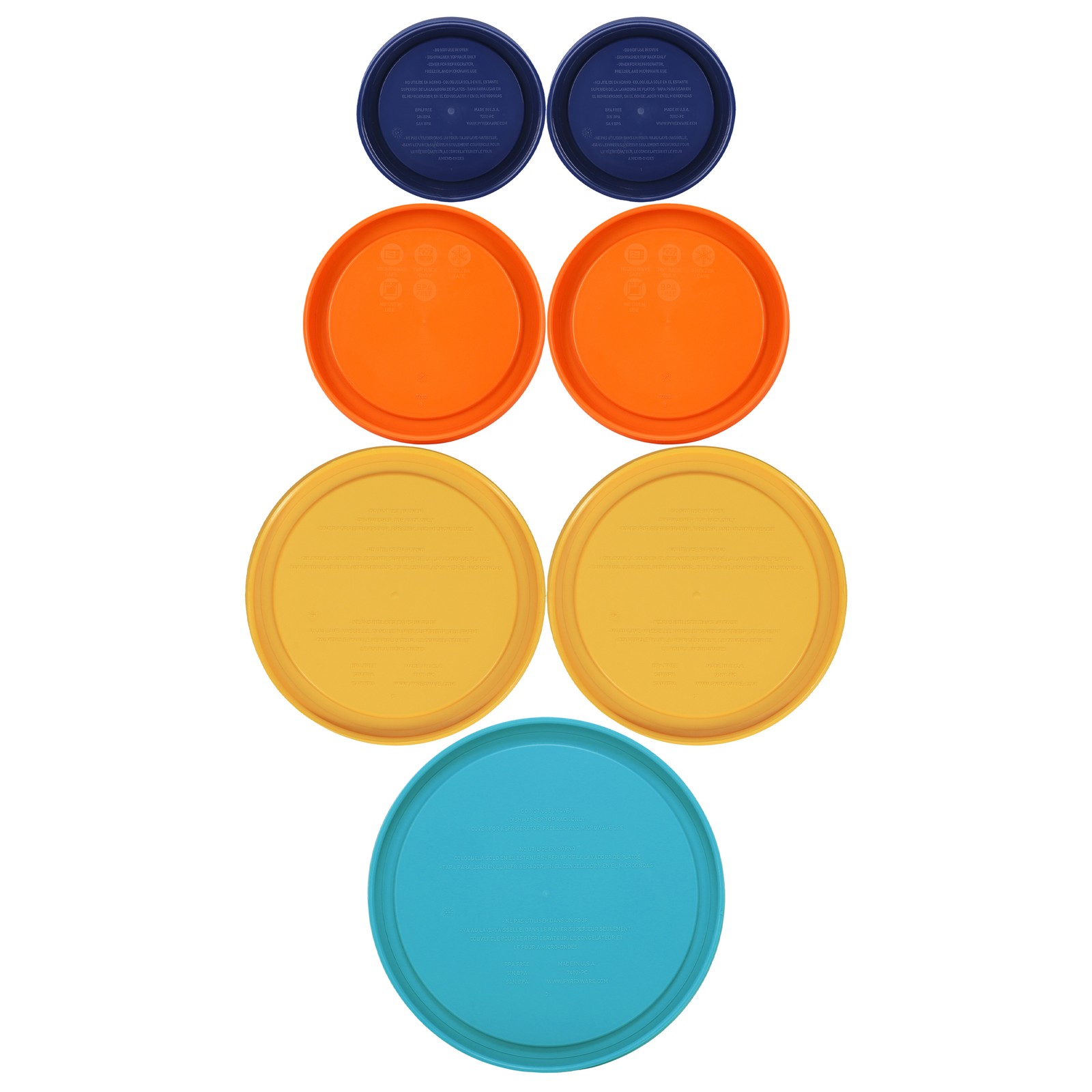 Pyrex 7-Pack - (2) Dark Blue, (2) Orange, (2) Meyer Lemon Yellow, (1)Turquoise gallery