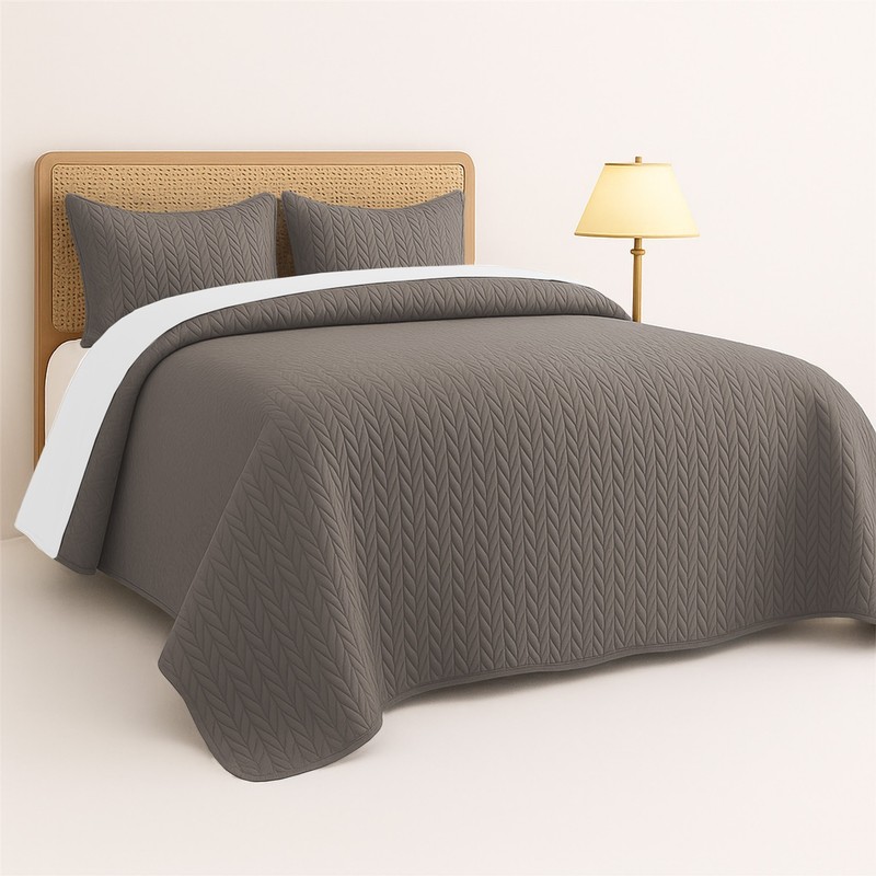 3 Piece Embossed Bedspread Quilt Set Soft Quilted Coverlet Comforter Sets Queen gallery