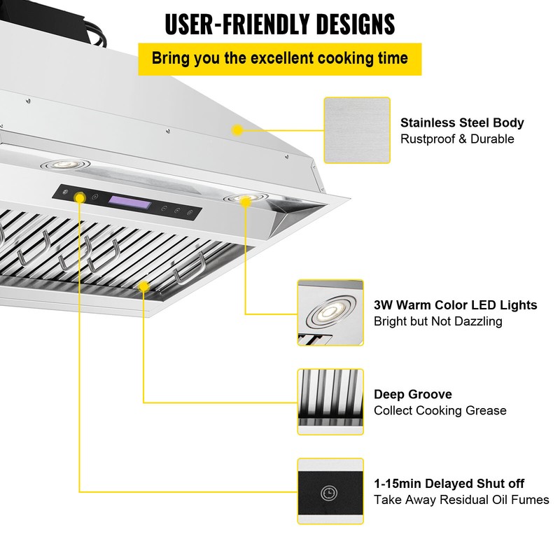 VEVOR Built-in Range Hood Insert Vent Hood 900CFM 30inch Touch & Remote Control gallery