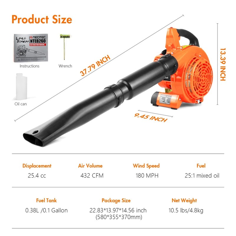 2-Stroke Handheld Leaf Blower Gas Powered 25.4CC Heavy Duty Grass Yard Clean US gallery