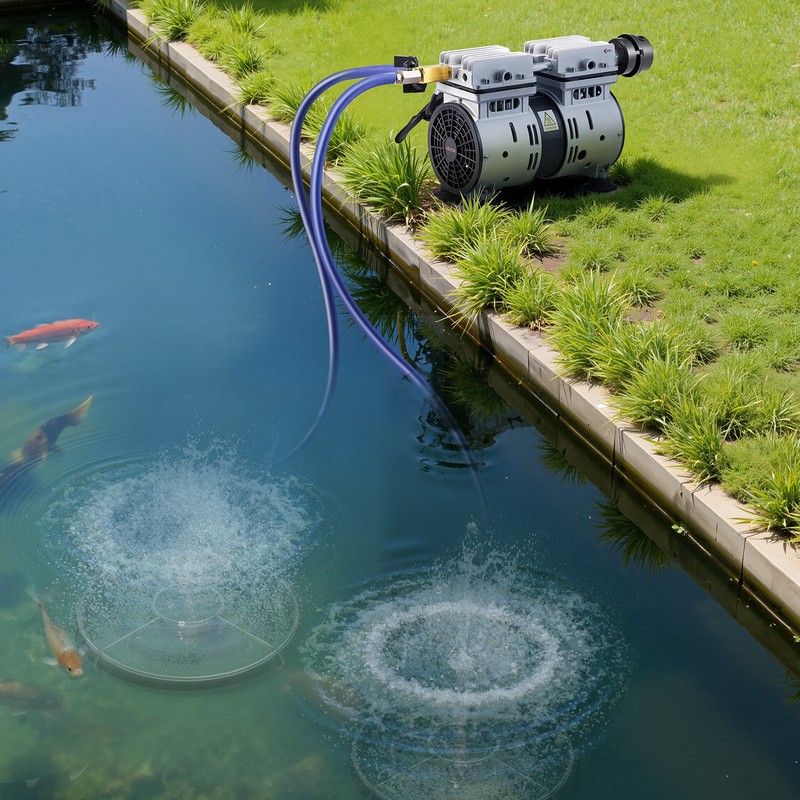 VEVOR 5.2CFM Aeration System for Ponds up to 3 Acre 3/4HP Compressor 2 Diffusers gallery