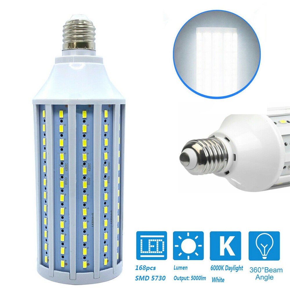 LED Corn Light Bulb 300W Eq 168-Chip E26 5000lm 30W Cool Daylight 6000K gallery
