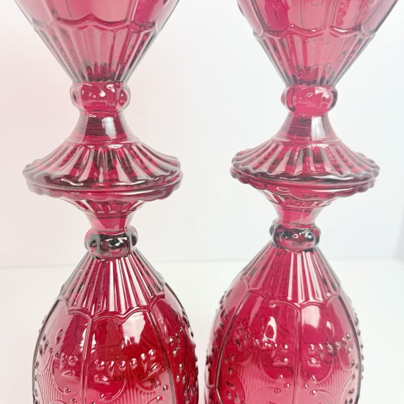 Fitz and Floyd Trestle Ruby Red Water Wine Goblets 12 Oz Set 4 Vintage Style gallery