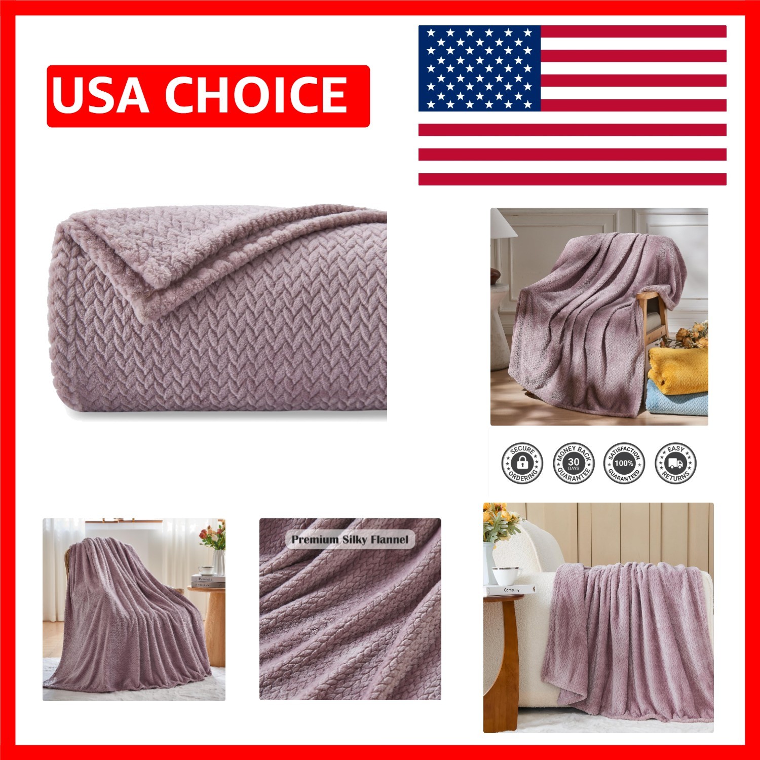 Luxurious Super Soft Fleece Blanket in Light Purple - Perfect Gift Option gallery