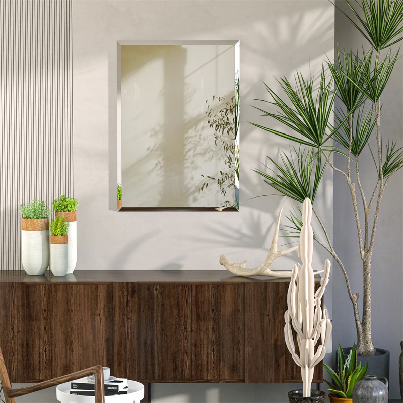 28/32 Inch Rectangular Decorative Wall Hanging Mirror Silver Glass Vanity Mirror gallery
