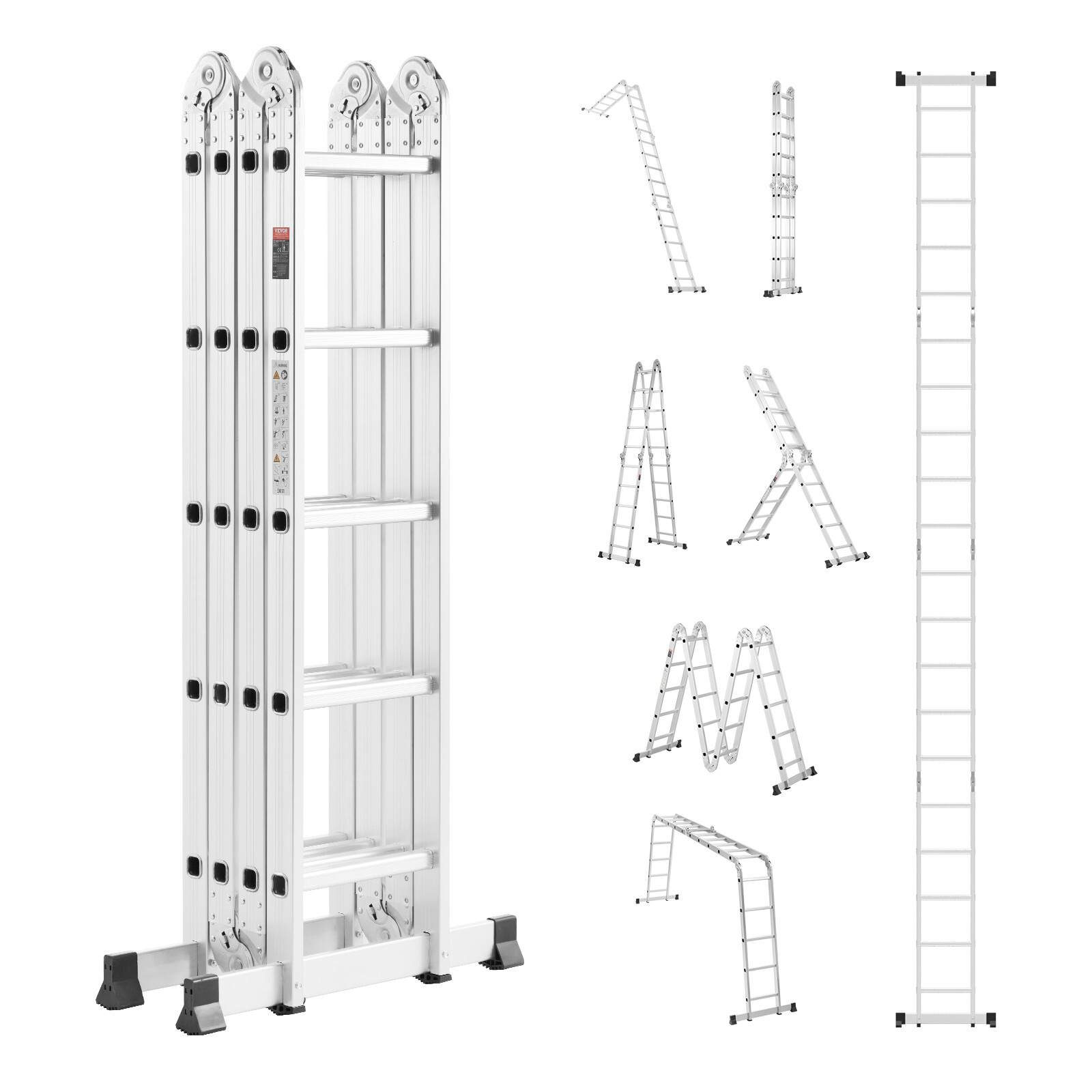 Multi-Purpose Folding Ladder 7-in-1 5 Step 19ft Reach Height Metal gallery